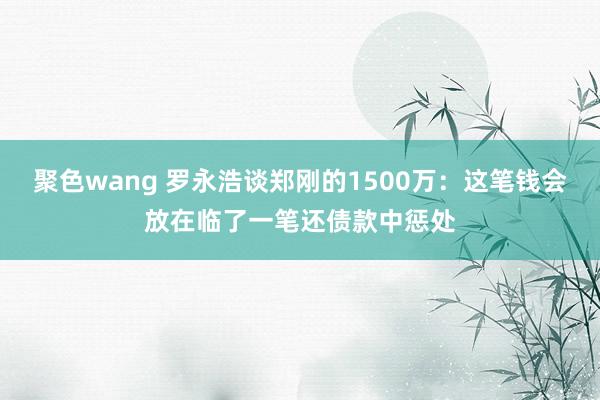 聚色wang 罗永浩谈郑刚的1500万：这笔钱会放在临了一笔还债款中惩处