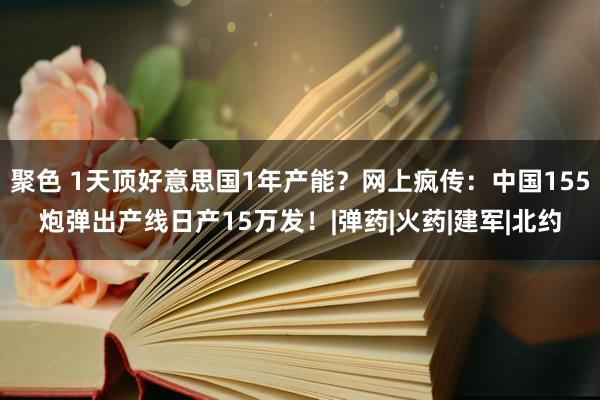 聚色 1天顶好意思国1年产能？网上疯传：中国155炮弹出产线日产15万发！|弹药|火药|建军|北约